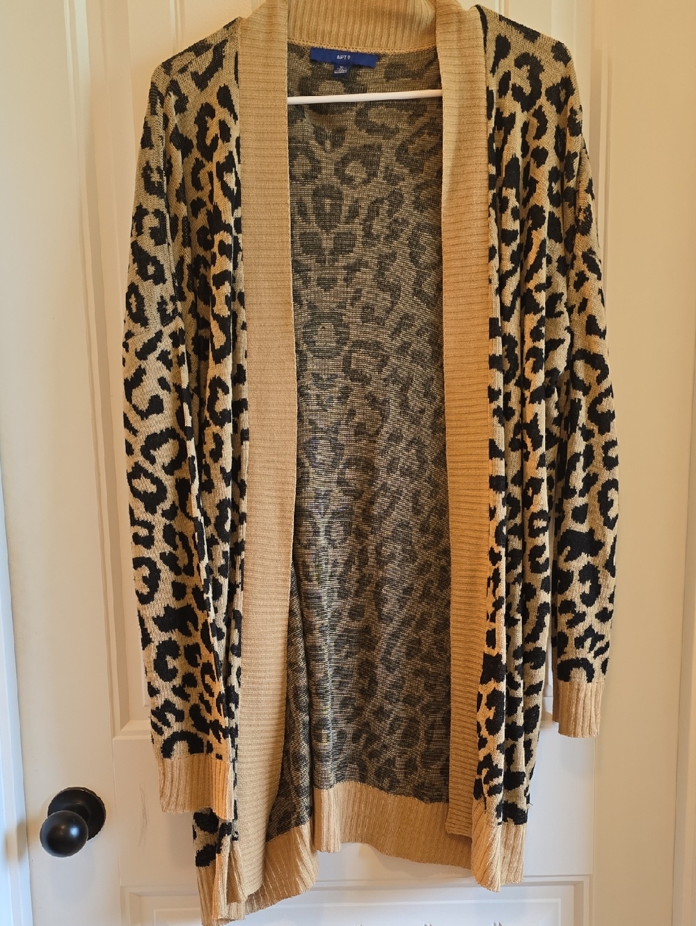 Apt. 9 Tan and Black Leopard-Print Open Cardigan